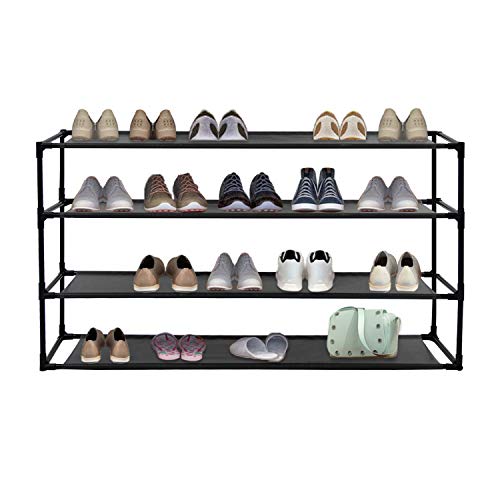 JERRY & MAGGIE 39 Shoes Wide Shelf, Simple Trending 4 Tier Stackable Shoe Rack for Garage, Shoe Rack for Entrance Small Space for Dorm Shoe Racks, Over Door Shoe Rack, Kitchen Storage Shelves Solution