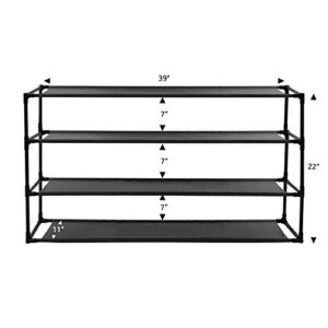 JERRY & MAGGIE 39 Shoes Wide Shelf, Simple Trending 4 Tier Stackable Shoe Rack for Garage, Shoe Rack for Entrance Small Space for Dorm Shoe Racks, Over Door Shoe Rack, Kitchen Storage Shelves Solution