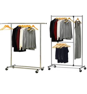 simple houseware heavy duty clothing garment rack + dual bar adjustable garment rack