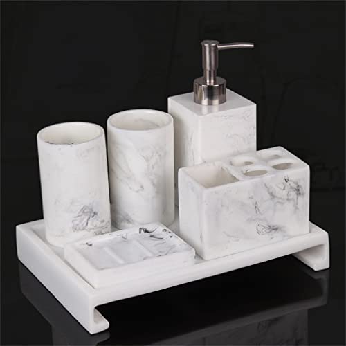 WYKDD Six-Piece Set Bathroom Supplies Set Bathroom Set Wash Set Resin Mouthwash Cup Toothbrush Holder Set