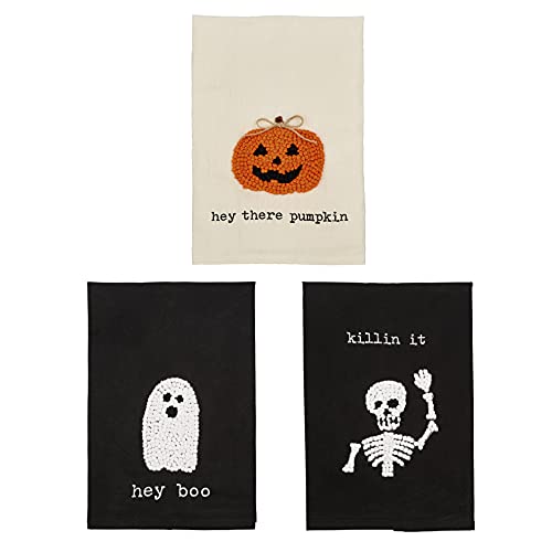 Mud Pie Large Knotted Halloween Towel, Boo, 26" x 17.5"