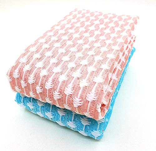 OliviaTree Exfoliating Bath Cloth/Towel, Extra Long (38") 2pcs, Washcloth for Body,