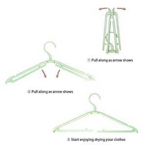 Fineget Plastic Coat Hangers Portable Travel Shorts Hangers for Closet Shoes Foldable Collapsible Clothes Heavy Duty No Slip Green Hangers Quick Drying