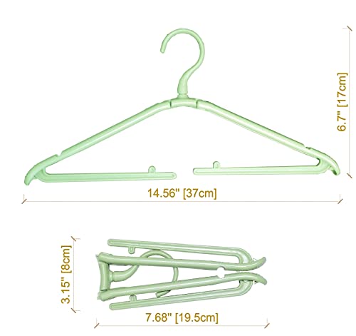 Fineget Plastic Coat Hangers Portable Travel Shorts Hangers for Closet Shoes Foldable Collapsible Clothes Heavy Duty No Slip Green Hangers Quick Drying