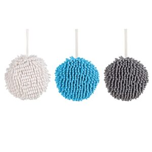 emivery 3 pack chenille hand towels soft absorbent microfiber hanging ball towel bathroom kitchen hand drying towels wipe cleaning