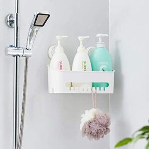 Bathroom & Kitchen Organizer, Shower Caddy, Shelf Storage, No-Drilling Easy Installation, Wall Mounted Suction Cup, Heavy Duty Strength, Removable, White (AW639)