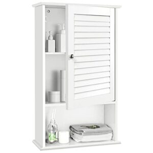 tangkula medicine cabinet, wall mounted bathroom cabinet single door wooden bathroom wall cabinet with adjustable shelf
