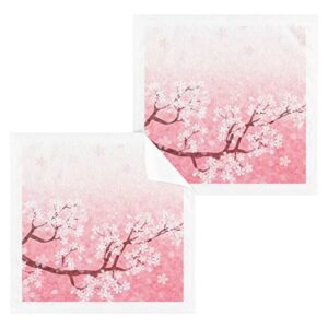 ALAZA Wash Cloth Set Pink Cherry Blossom(2) - Pack of 6 , Cotton Face Cloths, Highly Absorbent and Soft Feel Fingertip Towels(226cr8g)