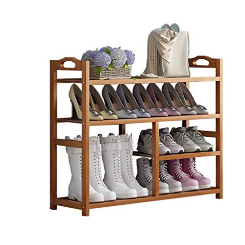 DINGZZ 4-Tier Shoe Rack, Shoe Organizer with Seat, Shoe Storage Shelf for Entryway Hallway Living Room and Bathroom