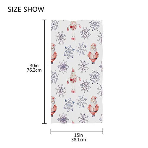 Wamika Winter Snowflakes Snowman Hand Towels Christmas Santa Claus Face Towel Soft Guest Towel Portable Kitchen Tea Towels Washcloths Bathroom Decor Housewarming Gifts 16" X 30"