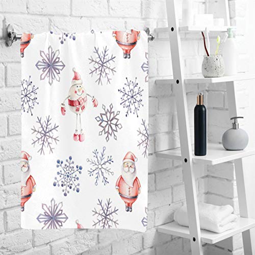 Wamika Winter Snowflakes Snowman Hand Towels Christmas Santa Claus Face Towel Soft Guest Towel Portable Kitchen Tea Towels Washcloths Bathroom Decor Housewarming Gifts 16" X 30"