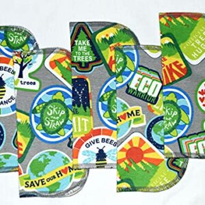 1 Ply Save the Earth Printed Flannel Washable Kids Lunchbox Napkins 8x8 inches 5 Pack - Little Wipes (R) Flannel