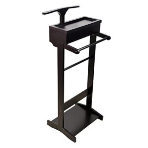 gls black wood suit valet stand clothes rack father's day gift