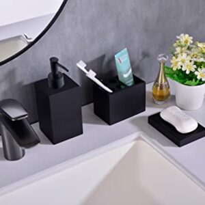 5-Piece Bathroom Accessory Set in Matte Black , Modern Design Decorative Bathroom Accessory Set, Including a Soap Dispenser, Two Tumbler Mouthwash Bathroom Cups, a Soap Dish and a Toothbrush Holder.