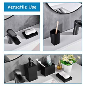 5-Piece Bathroom Accessory Set in Matte Black , Modern Design Decorative Bathroom Accessory Set, Including a Soap Dispenser, Two Tumbler Mouthwash Bathroom Cups, a Soap Dish and a Toothbrush Holder.