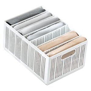 omsorg clothes organizer for folded clothes, plastic storage basket with removable partitions, stackable wardrobe clothes organizer closet storage bins, for bedroom bathroom home organization