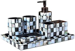 soap dispenser for bathroom kitchen, housewares 6-pieces bathroom accessory set bright-colored mosaic shell bathroom accessories set bath ensemble/lotion dispenser
