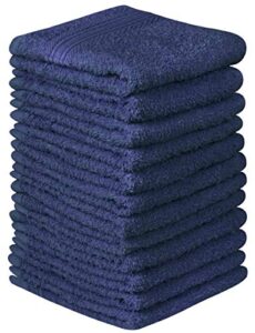 beauty threadz - premium quality pack of 12 luxury washcloths 100% ring spun cotton 12x12 inch face towel highly absorbent, ultra soft & fade resistant 500 gsm fluffy wash cloth set (navy)