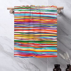 GLOVET Abstract Art Rainbow Bath Hand Towels for Bathroom, Colorful Decorative Luxury Bath Towels, Ultra Soft Quick Dry Towel for Hotel, Gym, Sports and Spa Home Decor, 27.5x16 in