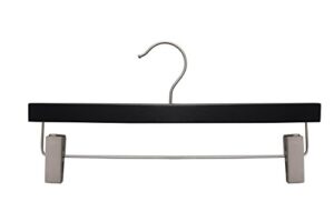 nahanco 21214rc 14” wooden pant skirt hanger with chrome hook and clips , black (pack of 100)