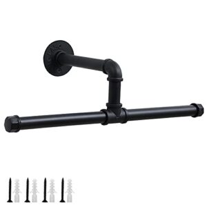scdgrw wall mounted heavy duty industrial pipe clothes rack, vintage iron pipe floating clothing bar, black iron metal garment bar for laundry room bedroom ect
