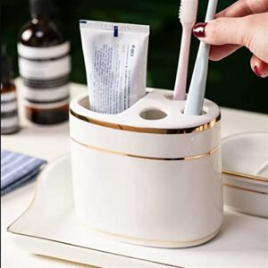 WYKDD Washing Set Ceramic Bathroom Five-Piece Set Nordic Bathroom Supplies Household Toothware Mouthwash Cup