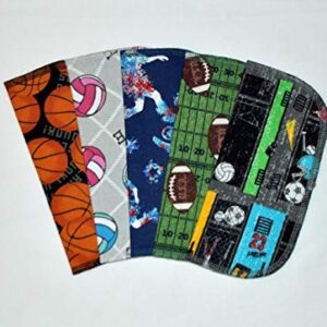 2 Ply Printed Flannel 8x8 Inches Little Wipes Set of 5 Sports Loving Fans