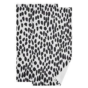 kigai 2 pack black white leopard print hand towels set kitchen towels super soft highly absorbent fingertip towel for bath,kitchen,gym and spa