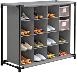 4 tier 16-pair shoe rack cubby organizer, free standing shoe storage shelf ,shoe rack storage organizer 16 pairs portable stackable shoe cabinet for closet entryway bedroom