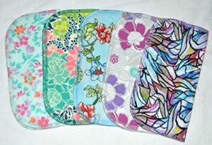 2 ply printed flannel 8x8 inches set of 5 little wipes flower splash