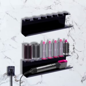 lonchdan storage holder for-dyson airwrap curling iron accessories hair dryer holder acrylic wall mounted stand rack for-dyson air wrap styler with adhesive (for some airwrap not all)