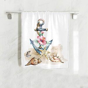 beach nautical anchor soft hand towels for bathroom 16x30,decorative starfish seashore summer dish towels fingertip washcloth for kitchen,hotel, gym and spa