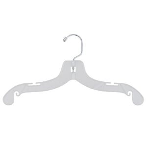 nahanco 1414 white plastic junior dress hangers, swivel metal hook and notches for straps, super heavy weight, 14", white (pack of 100)