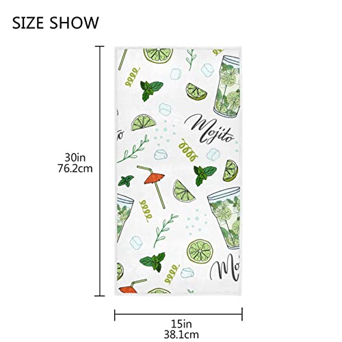 OTVEE Summer Cocktail Mojito Towel Washcloth 30x15 Inch Polyester Fingertip Towel for Home Bathroom Decor