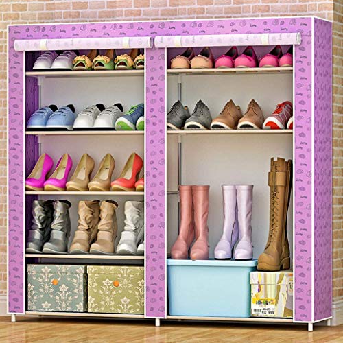 DINGZZ Simple Shoe Cabinet Shoe Rack, Assembled Multi-Layer Iron Storage Dustproof Cloth Shoe Cabinet Simplicity