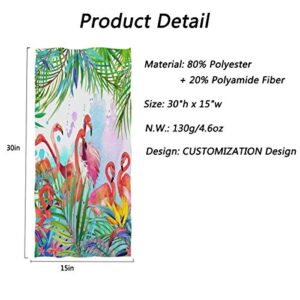 Tropical Flamingo Bird Leave Extra Large Hand Towels 30 X 15 Inch, Palm Tree Bath Bathroom Shower Towels Hand Washcloth Fingertip Towels Highly Absorbent for Hand,Face,Gym and Spa