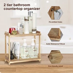 Bathroom Counter Organizer-Small Bathroom Countertop Organizer for Bathroom Counter ,2 Tier Bathroom Organizer Countertop Wood