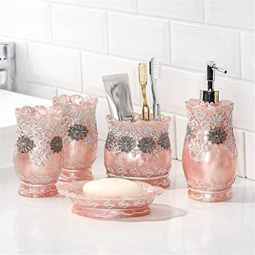 WYKDD Resin European-Style Lace Bathroom Bathroom Five-Piece Knot Wedding Box Toilet Couple Washing Set