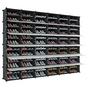kousi portable shoe rack organizer 144 pairs tower shelf storage cabinet stand expandable for heels, boots, slippers, black
