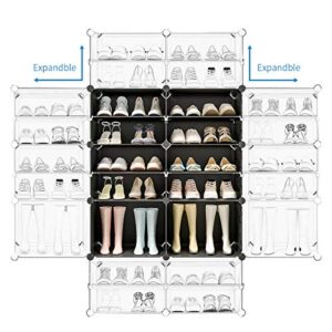KOUSI Portable Shoe Rack Organizer 144 Pairs Tower Shelf Storage Cabinet Stand Expandable for Heels, Boots, Slippers, Black