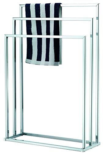 Freestanding Towel Rack, 3 Tier Metal Towel Bar Stand, Silver-Tone Chrome Plated by Madison Home Products