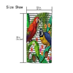 HGOD DESIGNS Tropical Parrot Hand Towels,Blue and Scarlet Macaw Surrounded by Palm Leaves 100% Cotton Soft Bath Hand Towels for Bathroom Kitchen Hotel Spa Hand Towels 15"X30"