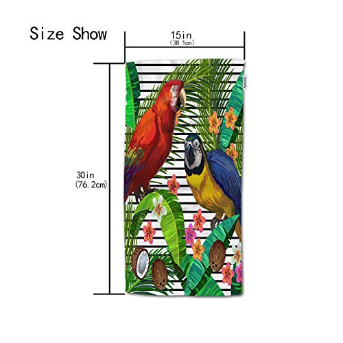 HGOD DESIGNS Tropical Parrot Hand Towels,Blue and Scarlet Macaw Surrounded by Palm Leaves 100% Cotton Soft Bath Hand Towels for Bathroom Kitchen Hotel Spa Hand Towels 15"X30"