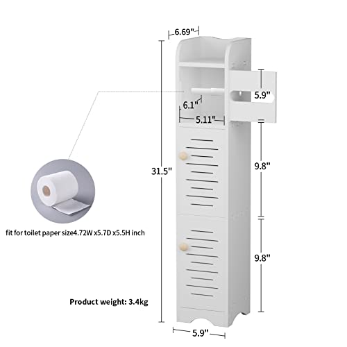 GAKOV Small Bathroom Storage Cabinet, Toilet Paper Organizer for Small Space Corner and Small Bathroom Organizer, 4-Tier Bathroom Organizer (White)