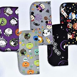 1 Ply Printed Flannel 9x9 Inches Little Wipes Set of 5 Fun Characters Halloween