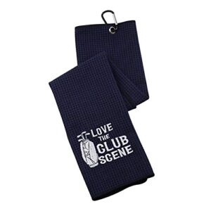 embroidered golf towel gift golf lover gift love the club scene golf towel with clip (love the club scene)