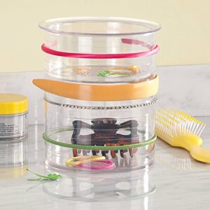 iDesign Hair Tool Organizer Canister for Headbands, Hair Ties and More, The Clarity Collection – 6” x 6” x 7”, Clear