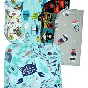 2 Ply Printed Flannel 8x8 Inches Set of 5 Little Wipes Pirates and Pals