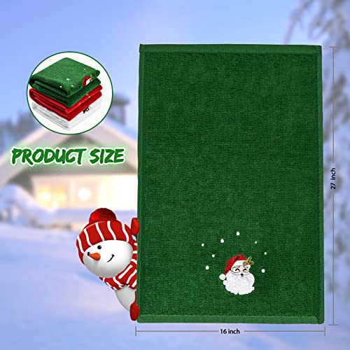 Veramedy Upgraded Size 16" x 27" Christmas Hand Towels, 100% Pure Cotton Bathroom Kitchen Decoration Soft Washcloths Towels Perfect Christmas Decor, Pack of 3 (Red, White, Green)