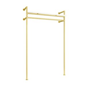 mdepyco modern simple square tube hanging rods clothing rack,retail display wall mounted storage clothes hanging shelf,1 tier metal garment rack (59" l, gold a)